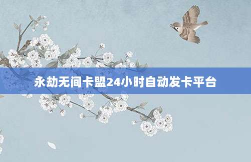 永劫无间卡盟24小时自动发卡平台
