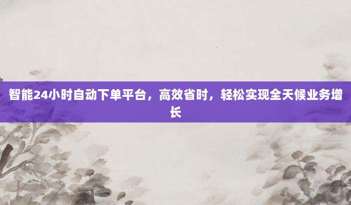 智能24小时自动下单平台，高效省时，轻松实现全天候业务增长