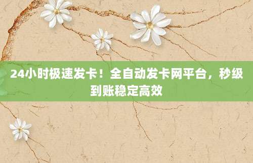 24小时极速发卡!全自动发卡网平台,秒级到账稳定高效
