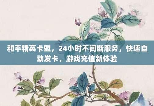 和平精英卡盟，24小时不间断服务，快速自动发卡，游戏充值新体验