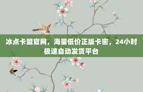 冰点卡盟官网，海量低价正版卡密，24小时极速自动发货平台