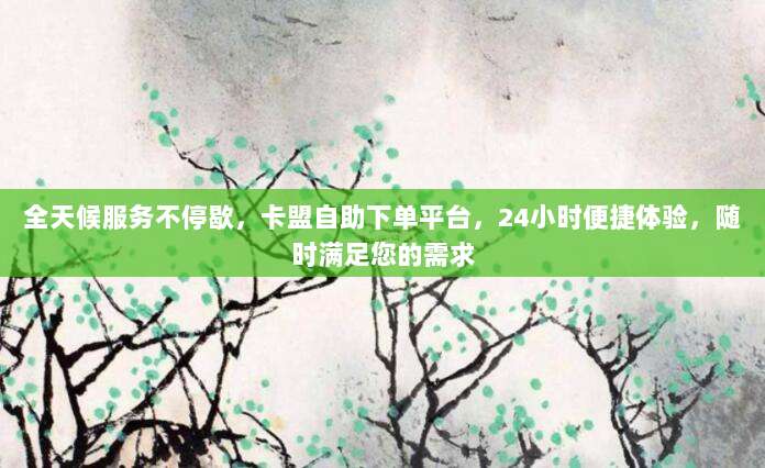 全天候服务不停歇，卡盟自助下单平台，24小时便捷体验，随时满足您的需求
