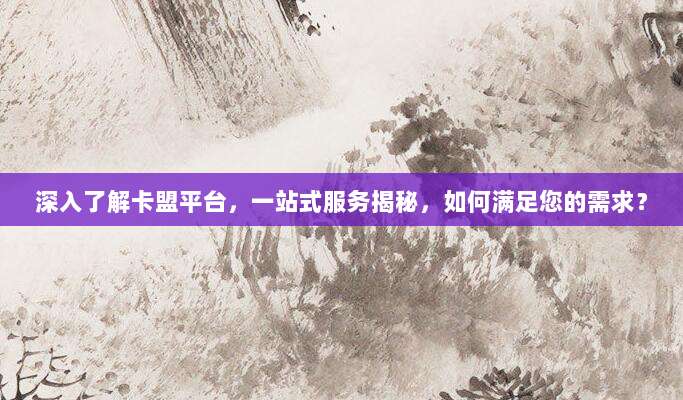 深入了解卡盟平台，一站式服务揭秘，如何满足您的需求？