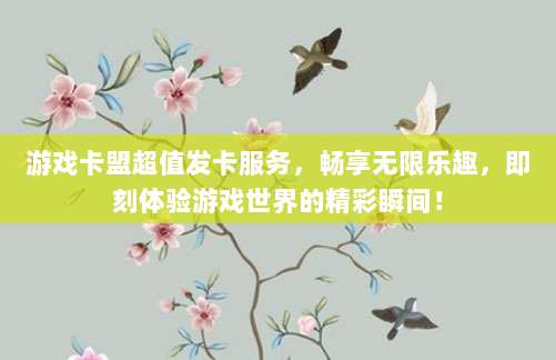 游戏卡盟超值发卡服务，畅享无限乐趣，即刻体验游戏世界的精彩瞬间！