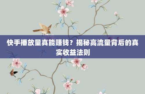 快手播放量真能赚钱?揭秘高流量背后的真实收益法则