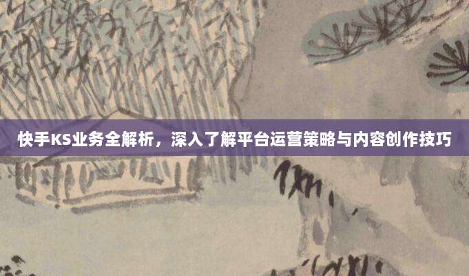 快手KS业务全解析,深入了解平台运营策略与内容创作技巧