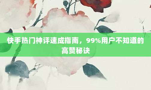 快手热门神评速成指南，99%用户不知道的高赞秘诀