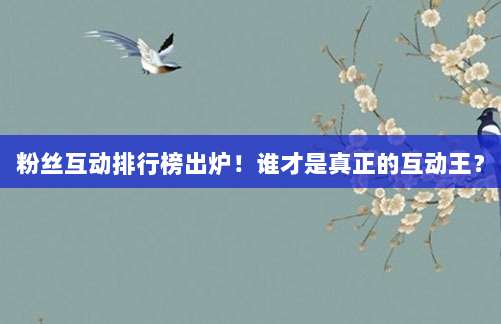粉丝互动排行榜出炉!谁才是真正的互动王?