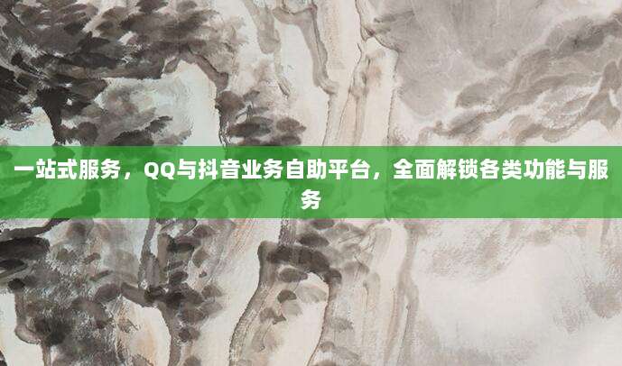 一站式服务,QQ与抖音业务自助平台,全面解锁各类功能与服务