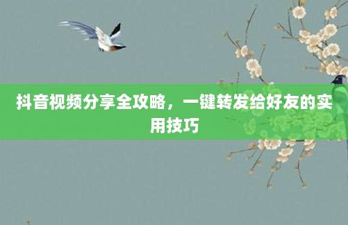 抖音视频分享全攻略,一键转发给好友的实用技巧