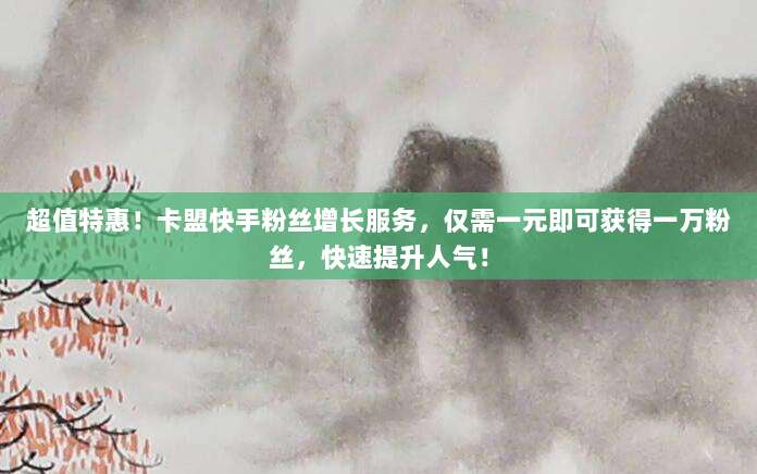 超值特惠!卡盟快手粉丝增长服务,仅需一元即可获得一万粉丝,快速提升人气!