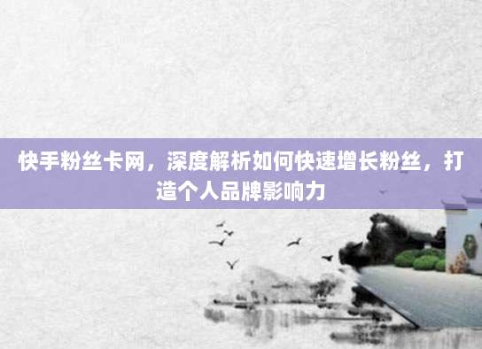 快手粉丝卡网，深度解析如何快速增长粉丝，打造个人品牌影响力