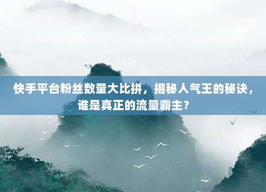 快手平台粉丝数量大比拼,揭秘人气王的秘诀,谁是真正的流量霸主?