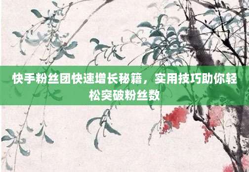 快手粉丝团快速增长秘籍，实用技巧助你轻松突破粉丝数