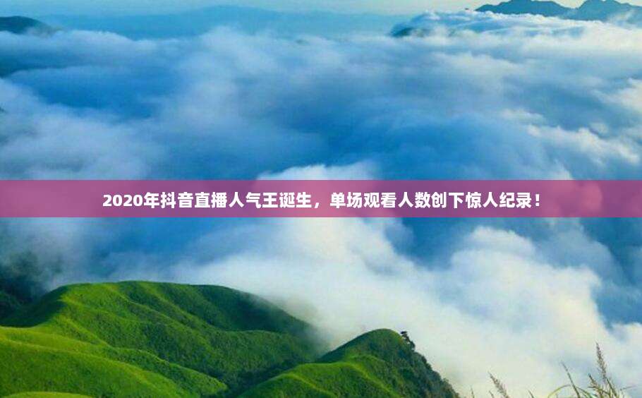 2020年抖音直播人气王诞生，单场观看人数创下惊人纪录！