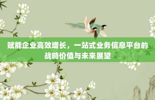 赋能企业高效增长，一站式业务信息平台的战略价值与未来展望